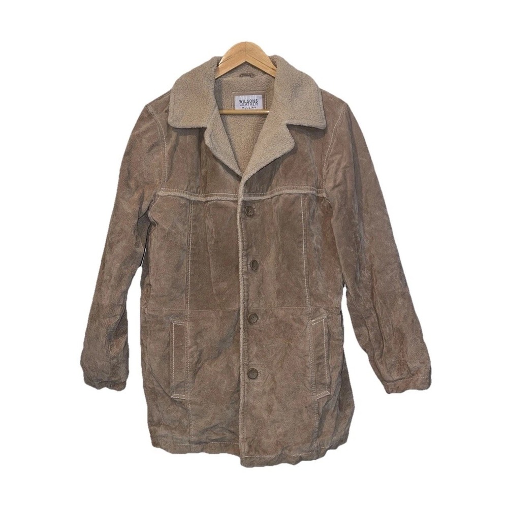 Wilson's Coat Men S Beige Suede Julian‎ Shearling Sherpa Cabincore Lumberjack